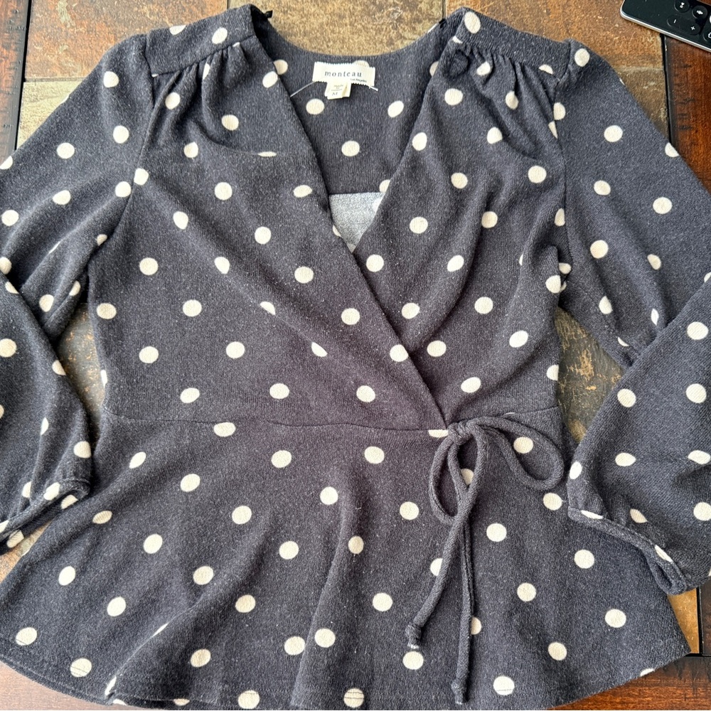 Monteau Gray Polka Dot Sweater